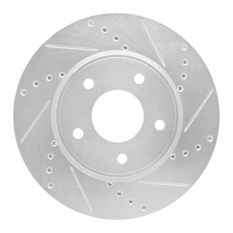 Chevrolet City Express Brake Rotor (1) - Front Right - R1 Concepts - Drilled & Slotted - Silver - `11-`25